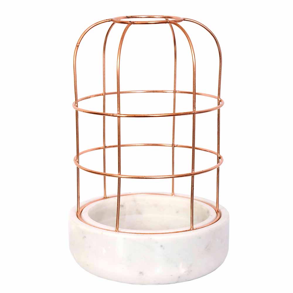 Table Accessory(MPL0026), White Marble Base with Copper Metal Planter, Planter - IM16036