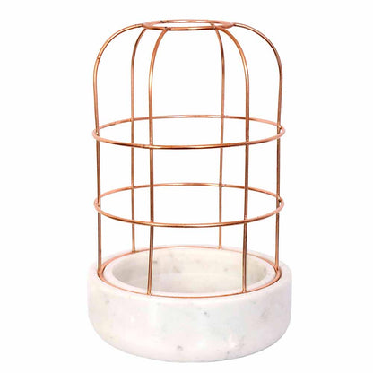 Table Accessory(MPL0026), White Marble Base with Copper Metal Planter, Planter - IM16036