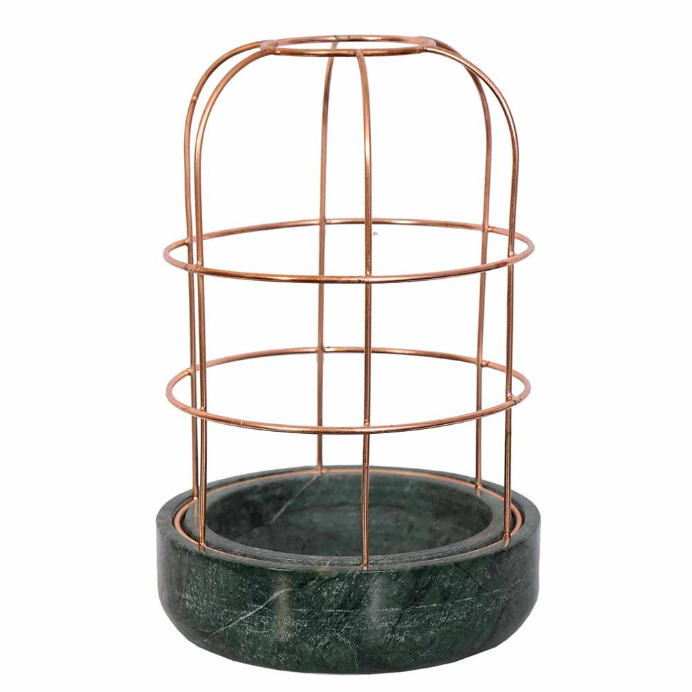 Table Accessory(MPL0027), Green Marble Base with Copper Metal Planter, Planter - IM16037