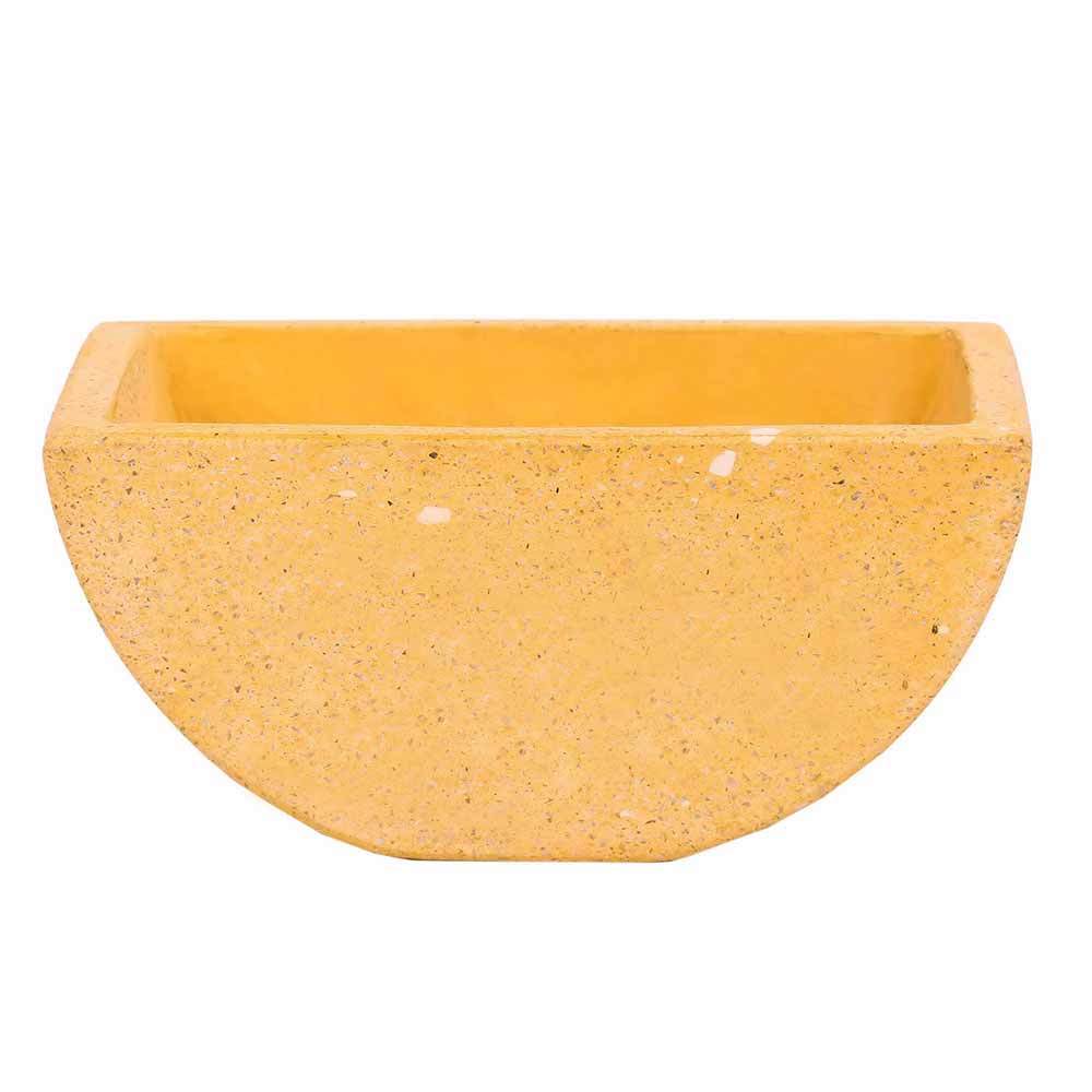 Planter, MPL0058 (Worldone), Yellow Semi-circle Terrazzo Planter, Planter - IM16052