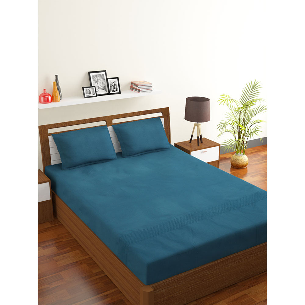 Bedsheet, (Cocotier) BEDSHEET 1 KING, Solid Glace Cotton Bedsheet with Pillow Case, Bedsheet-IM16059-King