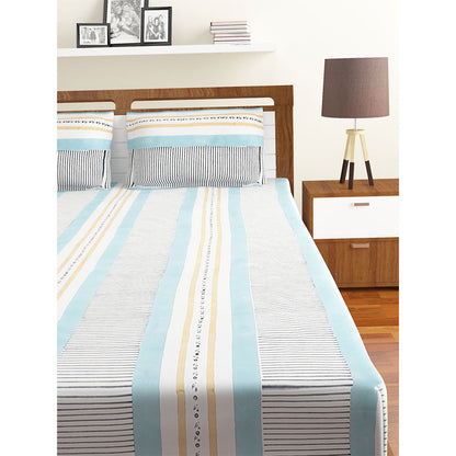 Bedsheet, (Cocotier) BEDSHEET 8 KING, Hand Block Printed Organic Cotton Bedsheet with Pillow Cases, Bedsheet-IM16065