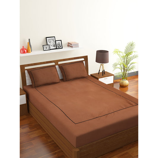 Bedsheet, (Cocotier) BEDSHEET 13 KING, Solid Glace Cotton Bedsheet with Pillow Case, Bedsheet-IM16066-King