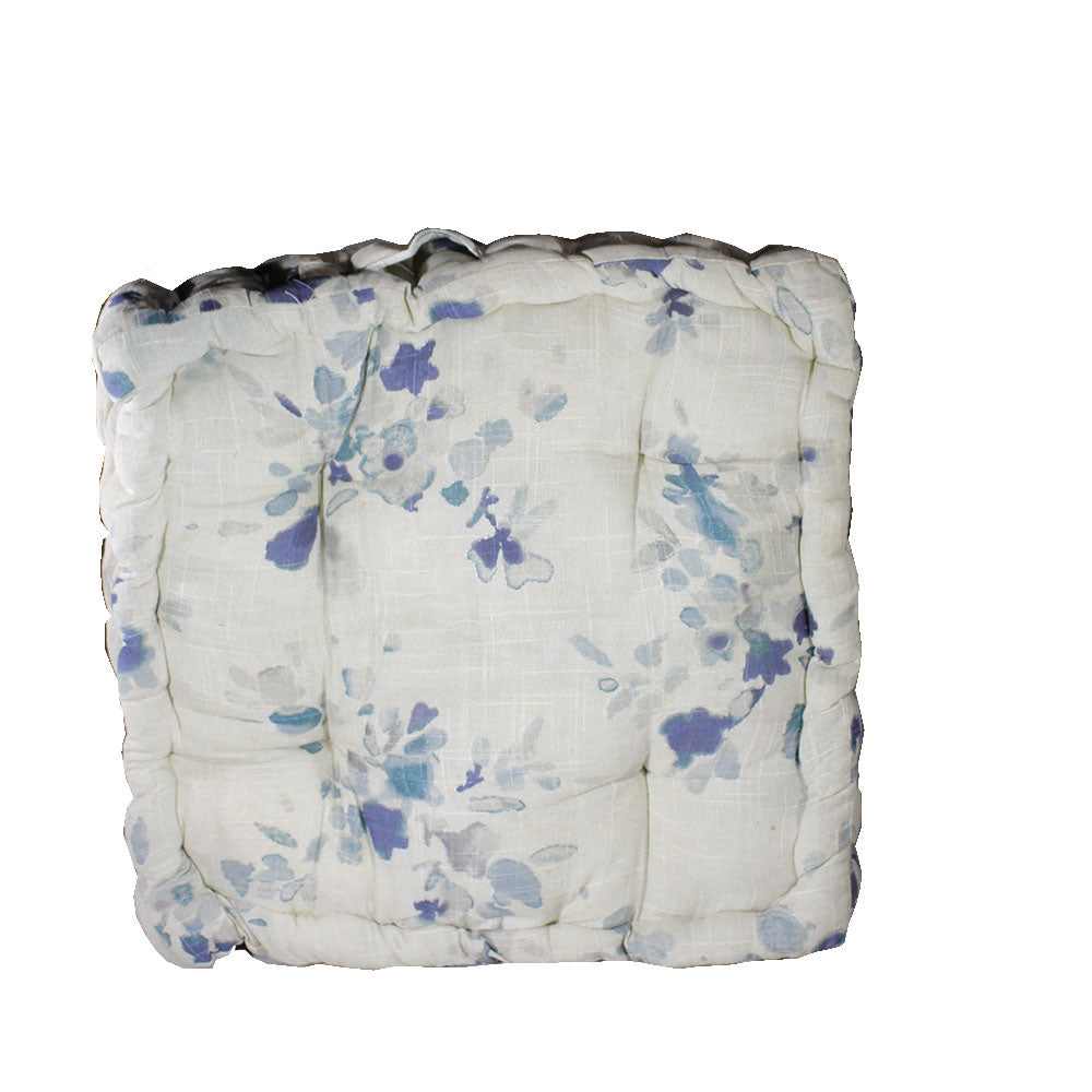 Cushion, White & Blue Cushion, Cushion in Rectangular Shape, Chair Pad, Chair Cushion, Cushion - IM16071