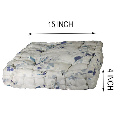 Cushion, White & Blue Cushion, Cushion in Rectangular Shape, Chair Pad, Chair Cushion, Cushion - IM16071