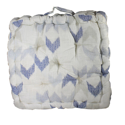 Cushion, White & Blue Cushion, Cushion in Rectangular Shape, Chair Pad, Chair Cushion, Cushion - IM16073