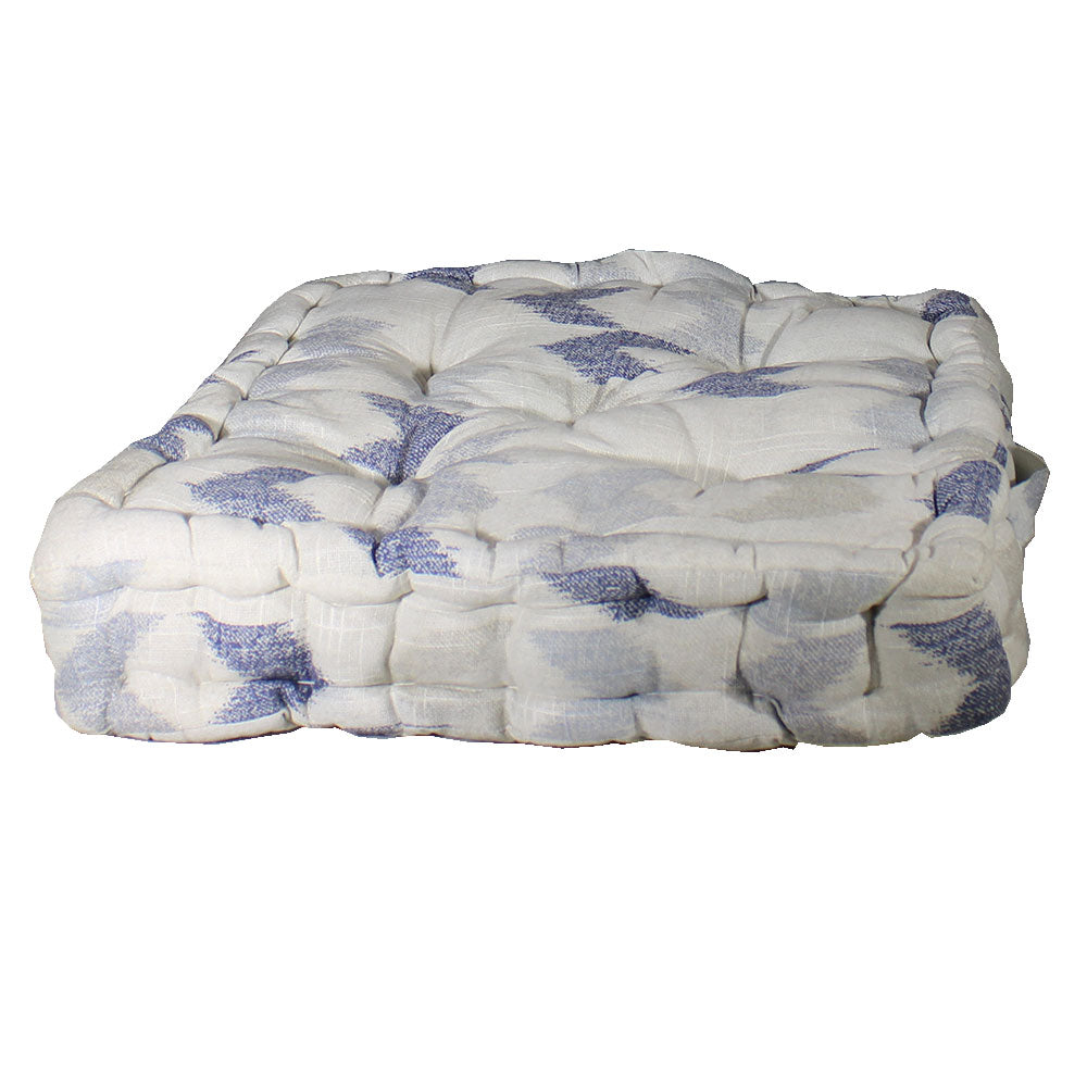 Cushion, White & Blue Cushion, Cushion in Rectangular Shape, Chair Pad, Chair Cushion, Cushion - IM16073