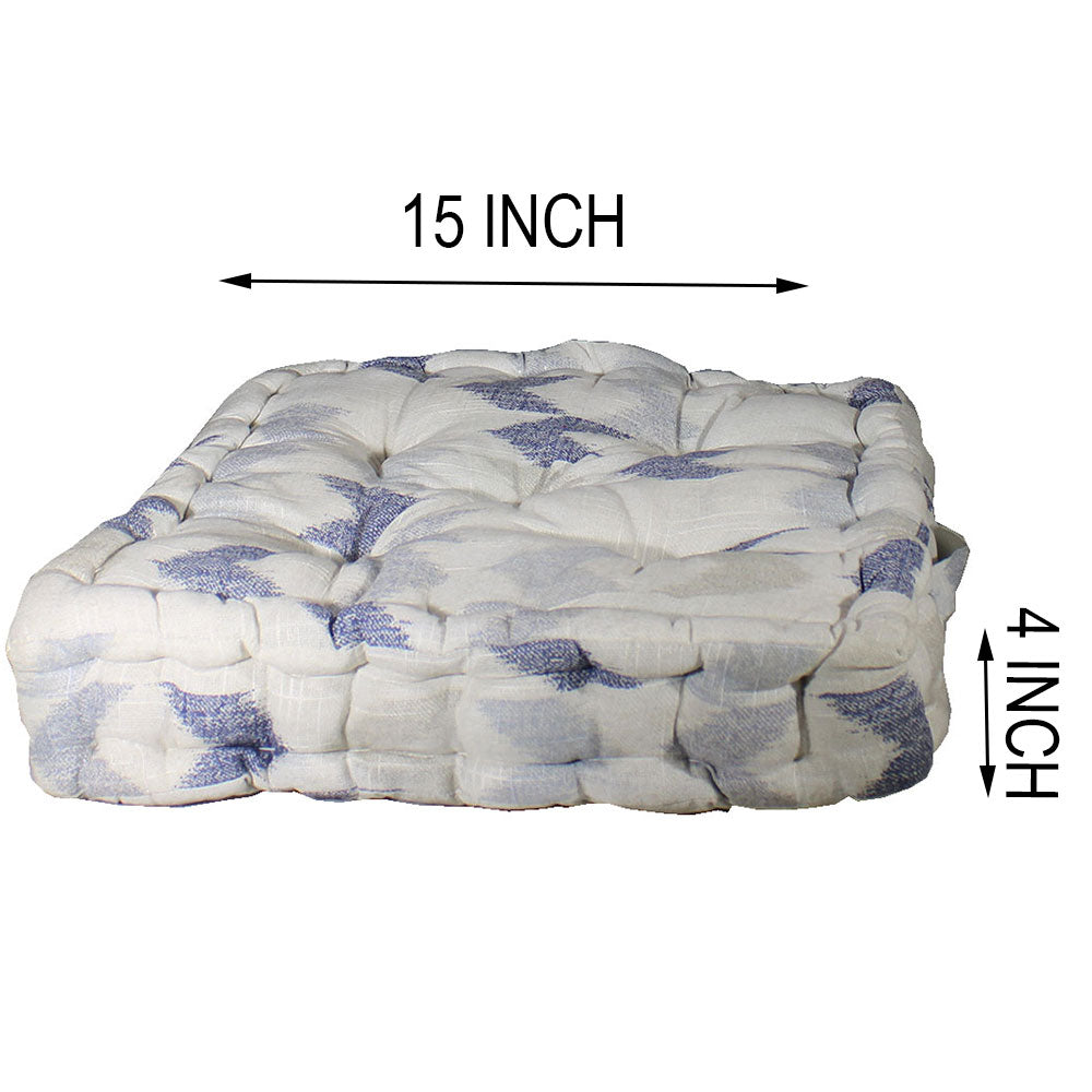 Cushion, White & Blue Cushion, Cushion in Rectangular Shape, Chair Pad, Chair Cushion, Cushion - IM16073