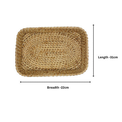 Table Accessory, TAA0026(ASSAM ADMIRATION), Rectangular Cane Tray, Serving Tray, Hand-Woven Tray - IM16081