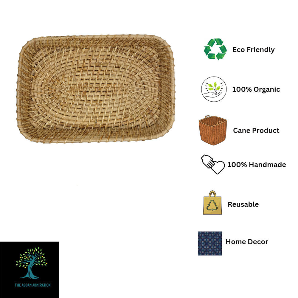 Table Accessory, TAA0026(ASSAM ADMIRATION), Rectangular Cane Tray, Serving Tray, Hand-Woven Tray - IM16081