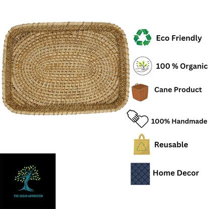 Table Accessory, TAA0027(ASSAM ADMIRATION), Rectangular Cane Tray, Serving Tray, Hand-Woven Tray - IM16082