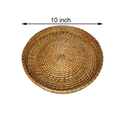 Table Accessory, TAA0021(ASSAM ADMIRATION), Round Cane Tray, Serving Tray, Hand-Woven Tray - IM16084