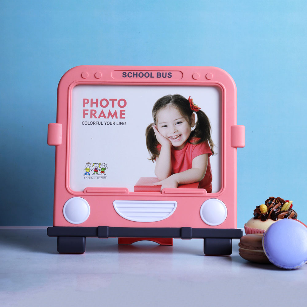 Photo Frame, AVA-PH2-03A(A Vintage Affair), Square School Bus Photo Frame - Pink, Photo Frame - IM16094