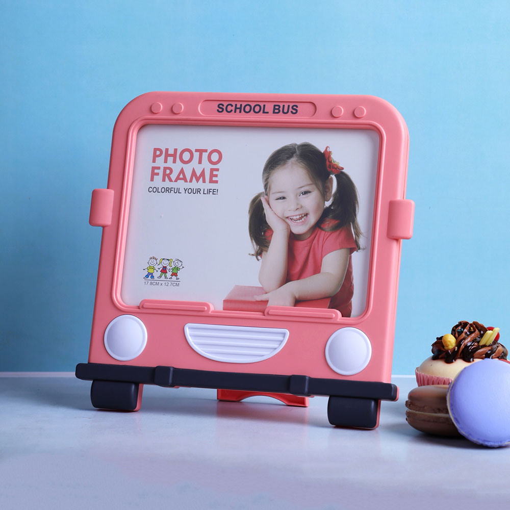 Photo Frame, AVA-PH2-03A(A Vintage Affair), Square School Bus Photo Frame - Pink, Photo Frame - IM16094