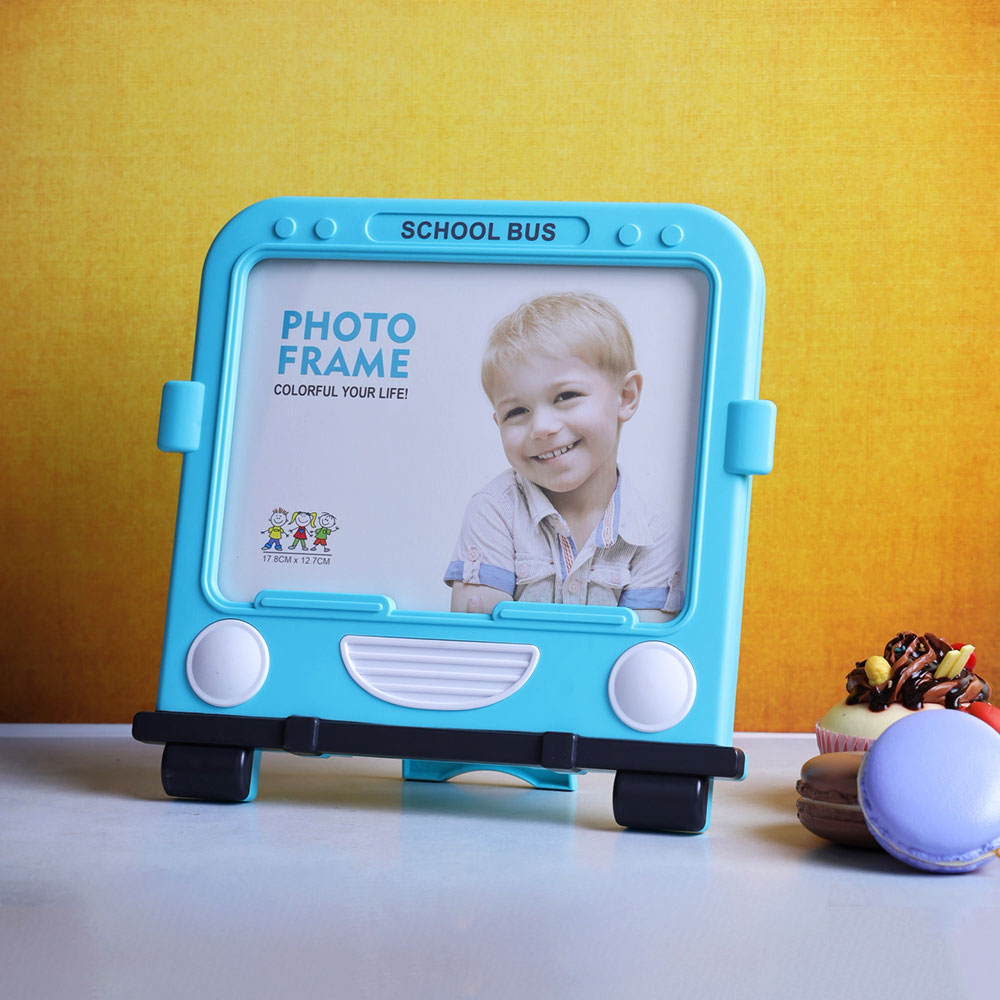 Photo Frame, AVA-PH2-03B(A Vintage Affair), Square School Bus Photo Frame - Blue, Photo Frame - IM16095