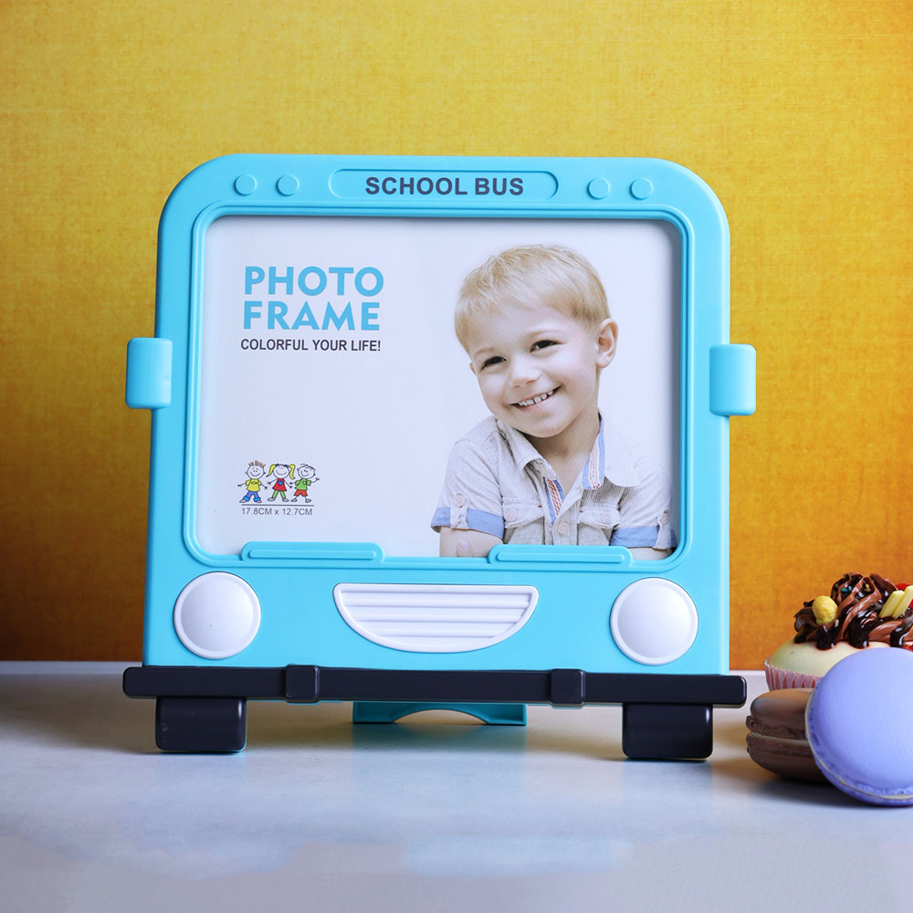 Photo Frame, AVA-PH2-03B(A Vintage Affair), Square School Bus Photo Frame - Blue, Photo Frame - IM16095