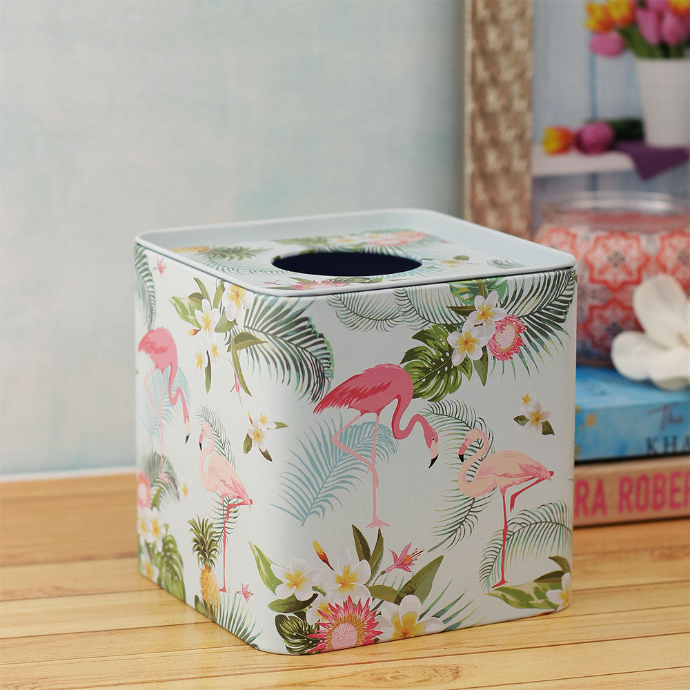 Tissue Box, AVA-SR4-12B(A Vintage Affair), Forest Flamingo Tissue Box - Square, Tissue Box - IM16103