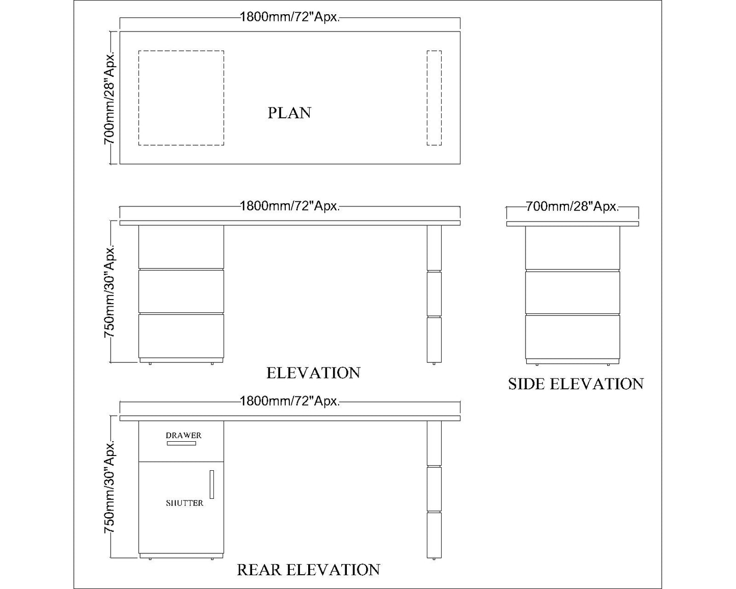 Office Table, MD Table,Office Table in White & Grey Color, Office Table with Drawer & Shutter, Office Table - IM19001