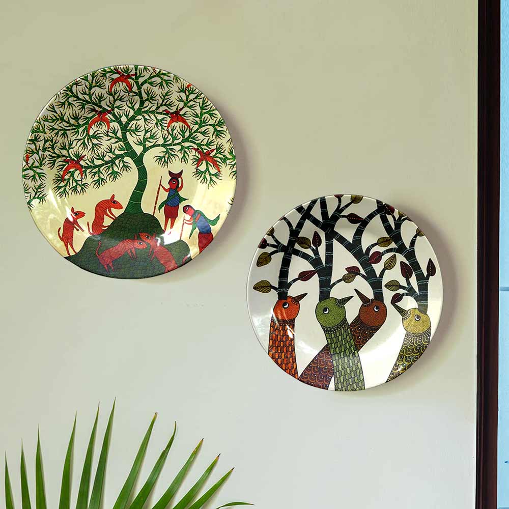 Traditional Art Decorative Ceramic Designer Plates with Stand for Home & Office,  Wall Art - IM2132