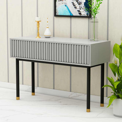 Console Table, Grey Color Console Table, Console Table With Unique Design, Console Table With Black MS Leg, Console Table - IM12136