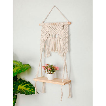 Wall Hanging (i451_1_1), Wall hanging shelf open back partial, chain pattern, Off White color Wall Hanging, Wall Hanging - IM2172