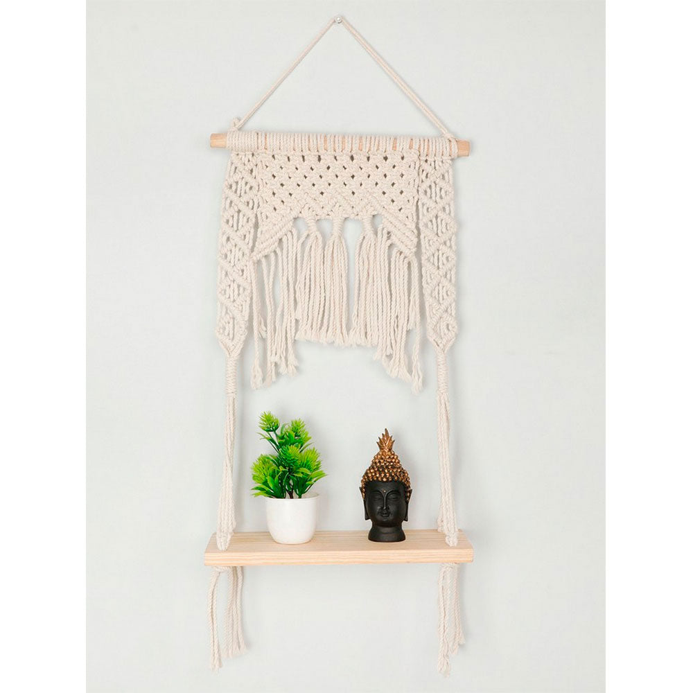 Wall Hanging (i451_1_1), Wall hanging shelf open back partial, chain pattern, Off White color Wall Hanging, Wall Hanging - IM2172