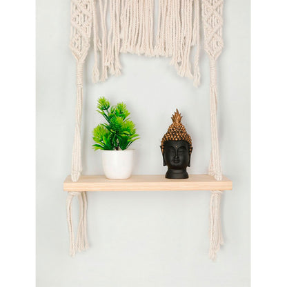 Wall Hanging (i451_1_1), Wall hanging shelf open back partial, chain pattern, Off White color Wall Hanging, Wall Hanging - IM2172