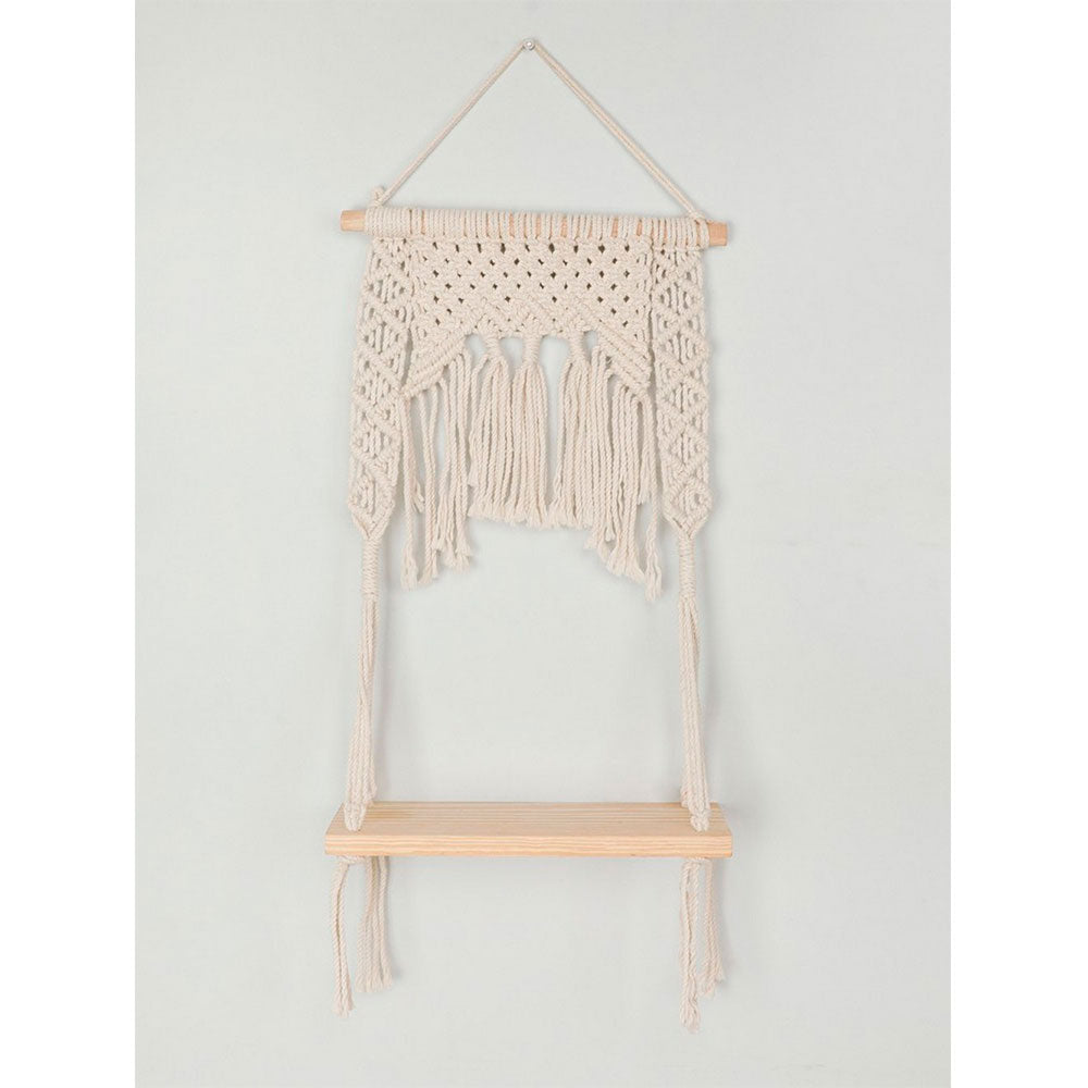 Wall Hanging (i451_1_1), Wall hanging shelf open back partial, chain pattern, Off White color Wall Hanging, Wall Hanging - IM2172