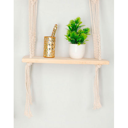 Wall Hanging (i451_3_1), Wall hanging shelf open back partial, chain pattern, Off White color Wall Hanging, Wall Hanging - IM2174