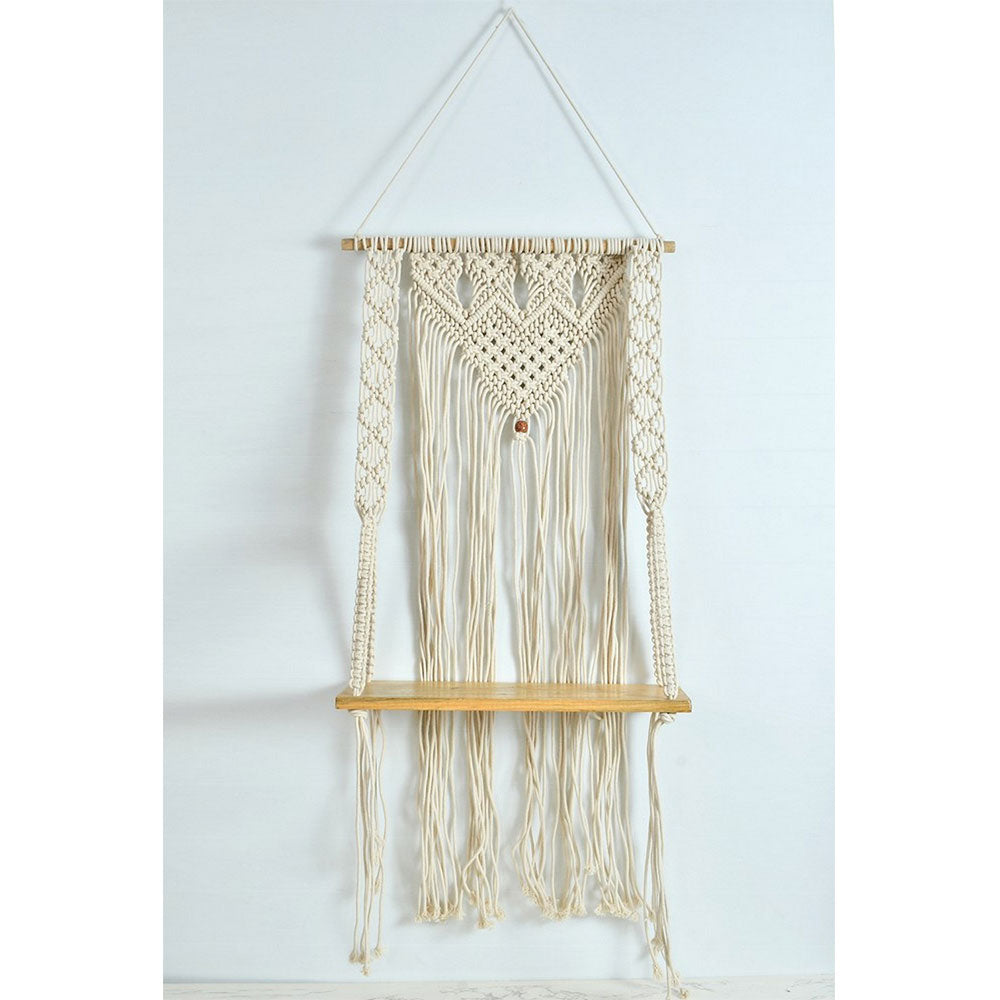 Wall Hanging (i291_1_1), Wall hanging shelf curvy double lane, decoration item, Off White color, Wall Hanging - IM2181