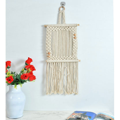 Wall Hanging (i275_1_1), Wall hanging shelf curvy double lane, decoration item, Off White color, Wall Hanging - IM2182