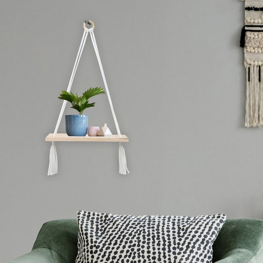 Wall Hanging (i274_1), Wall Hanging Wooden Shelf Macrame Rope, decoration item, Off White color, Wall Hanging - IM2183