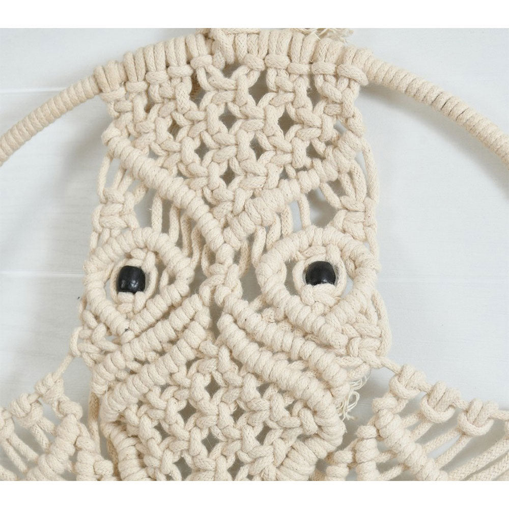 Wall Hanging (i261_1_1), Owl Macrame hanging, Off White Color Wall Hanging, Wall Hanging - IM2186