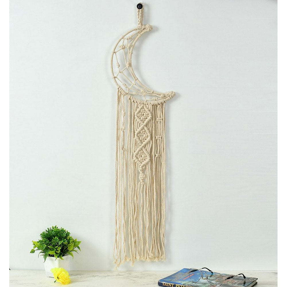 Wall Hanging (i253_1_1), Crescent moon macrame wall hanging, Off White Color Wall Hanging, Wall Hanging - IM2187