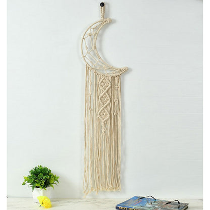 Wall Hanging (i253_1_1), Crescent moon macrame wall hanging, Off White Color Wall Hanging, Wall Hanging - IM2187