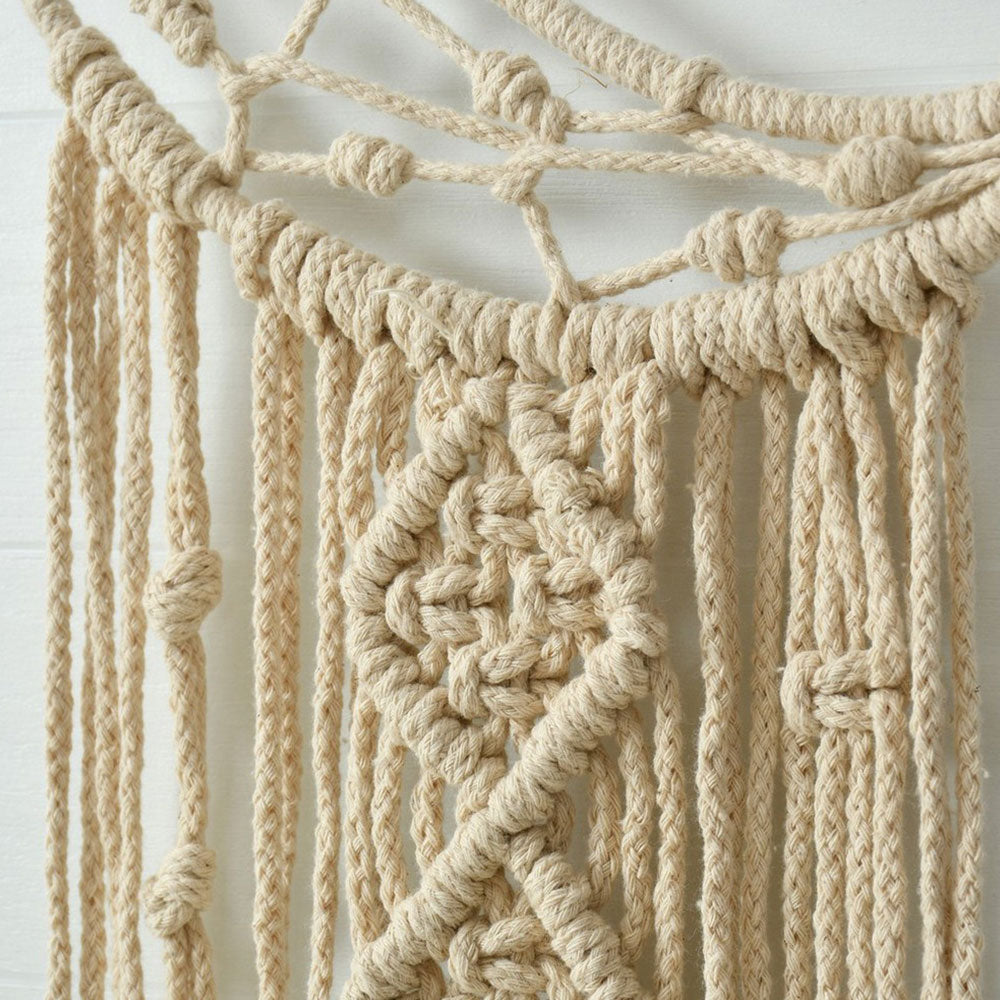 Wall Hanging (i253_1_1), Crescent moon macrame wall hanging, Off White Color Wall Hanging, Wall Hanging - IM2187