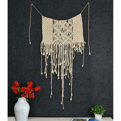 Wall Hanging (i243_1_1), Macrame Wall Hanging Broad Diamond Knots, Off White Color Wall Hanging, Wall Hanging - IM2188