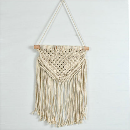 Wall Hanging (i213_1_1), Macrame Wall Hanger, Double Triangle, Off White Color Wall Hanging, Wall Hanging - IM2190