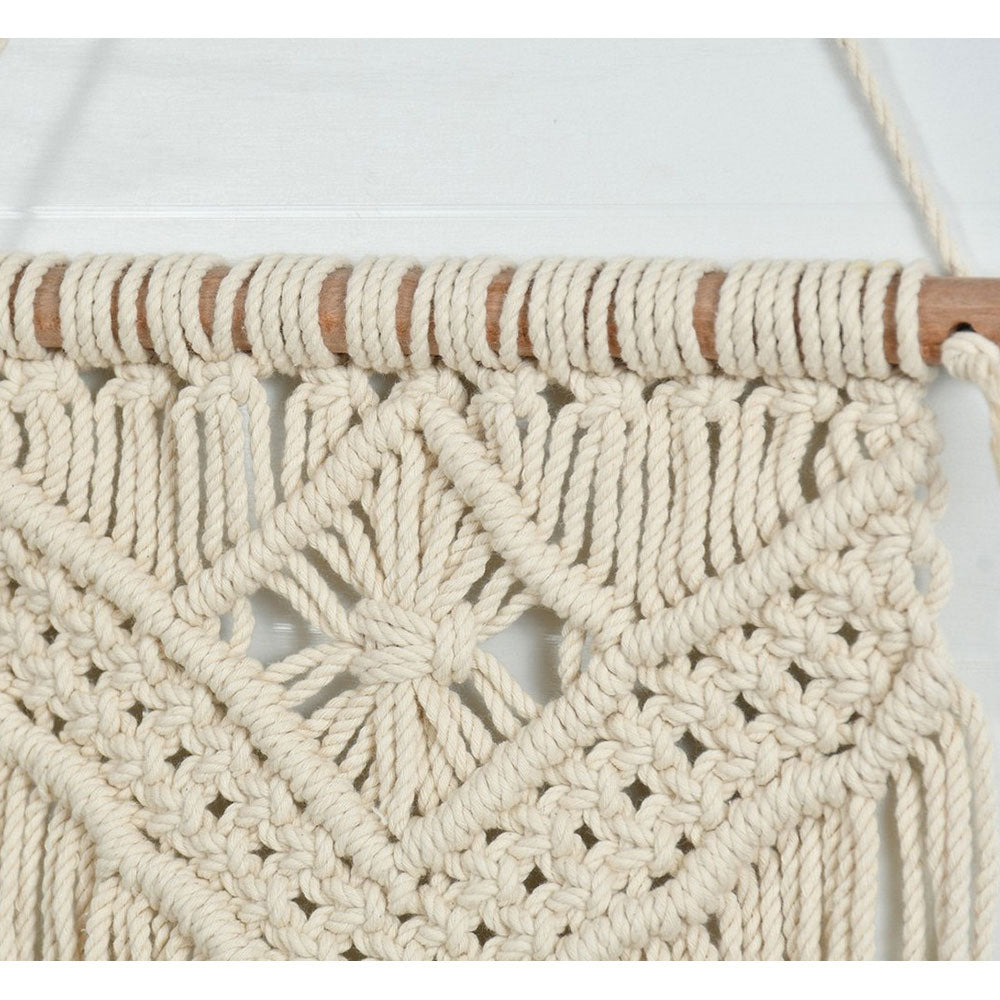 Wall Hanging (i211_1_1), Macrame Wall Hanger, Diamond Triangle, Off White Color Wall Hanging, Wall Hanging - IM2193