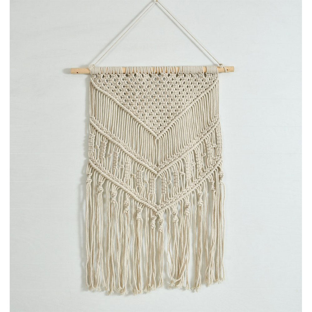 Wall Hanging (i196_1_1), Macrame Wall Hanging, Triangle Border, Off White Color Wall Hanging, Wall Hanging - IM2195