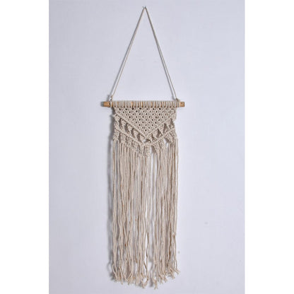 Wall Hanging (i188_1_1), Macrame Wall Hanging, Triangle Design, Beige Color Wall Hanging, Wall Hanging - IM2198