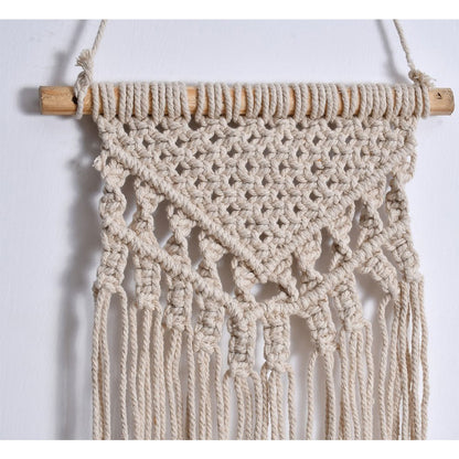 Wall Hanging (i188_1_1), Macrame Wall Hanging, Triangle Design, Beige Color Wall Hanging, Wall Hanging - IM2198