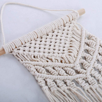 Wall Hanging (i188_1_1), Macrame Wall Hanging, Triangle Design, Beige Color Wall Hanging, Wall Hanging - IM2198