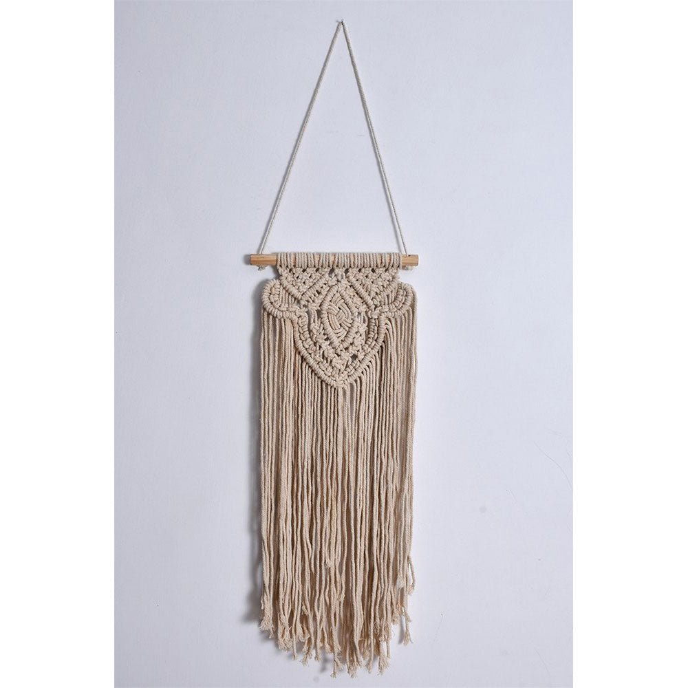 Wall Hanging (i187_1_1), Macrame Wall Hanging Woven Tapestry, Curve Diamond, Beige Color Wall Hanging, Wall Hanging - IM2199