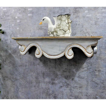 Wall Shelf In Offwhite Colour HandMade Carving on Wood (18inch) By Disoo Fashions, Wall Shelf - IM2204