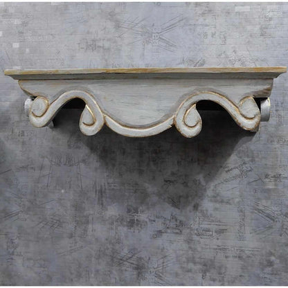 Wall Shelf In Offwhite Colour HandMade Carving on Wood (18inch) By Disoo Fashions, Wall Shelf - IM2204