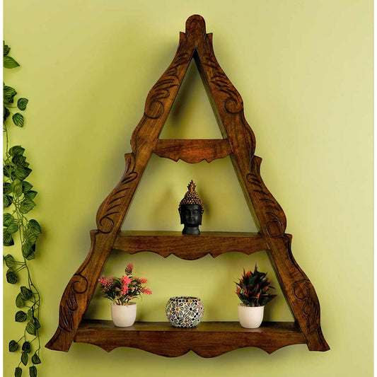 WS0003, Wall Shelf Temple Design In Coffee Colour By Disoo Fashions, Wall Shelf - IM2207