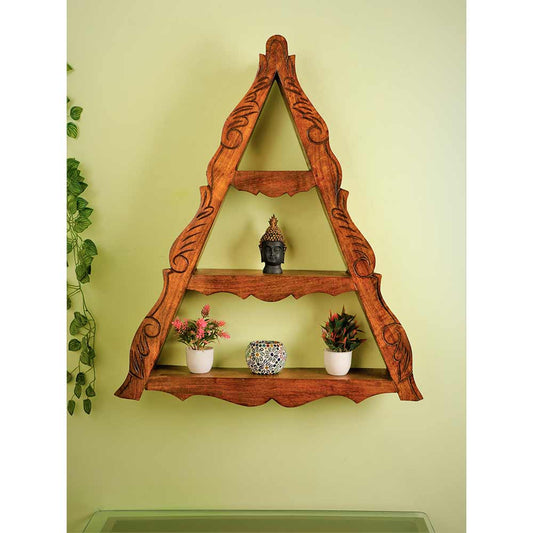 WS0004, Wall Shelf Temple Design in Sheesham colour By Disoo Fashions, Wall Shelf - IM2208