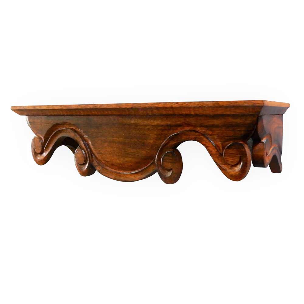 WS0008, Wall Shelf In Sheesham Colour HandMade Carving on Wood (18inch) By Disoo Fashions, Wall Shelf - IM2212