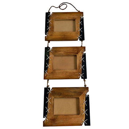 PF01, Photo Frame Set of 3 frames Wall hanging, made of Wood with a unique design, Perfect Gift for your loved ones, 4 by 6 inch photo size, Photo Frame - IM2213